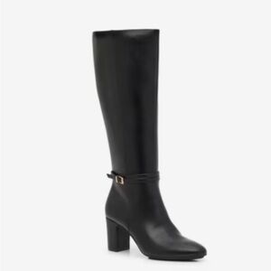 NEW Anne Klein Classic Black Knee-High Block Heel Boot - Women Sz 9